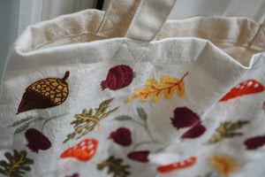 Fall Foliage Embroidered Tote