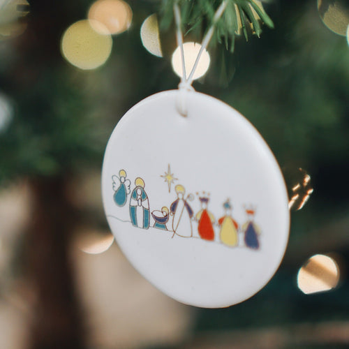 Round Nativity Ornament