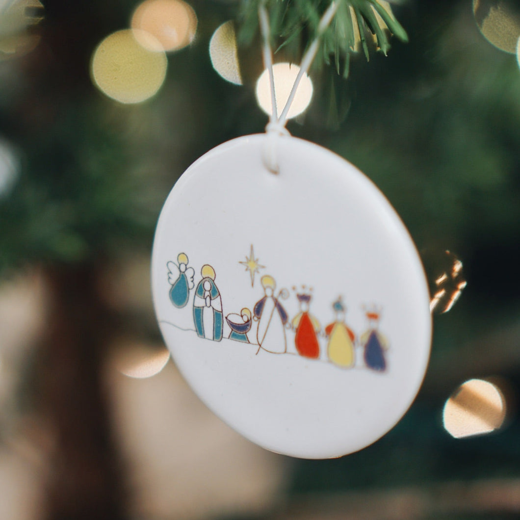 Round Nativity Ornament
