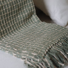 Cotton Boucle Checkered Throw Blanket in Sage