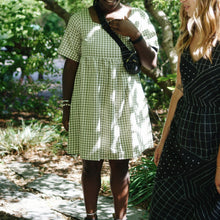 Nico Short Sleeve Mini Dress Sage Gingham