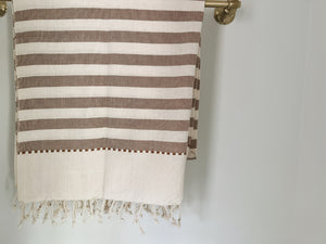 The Tan Striped Woven Towel