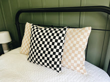 Tan Checkered Pillow Cover